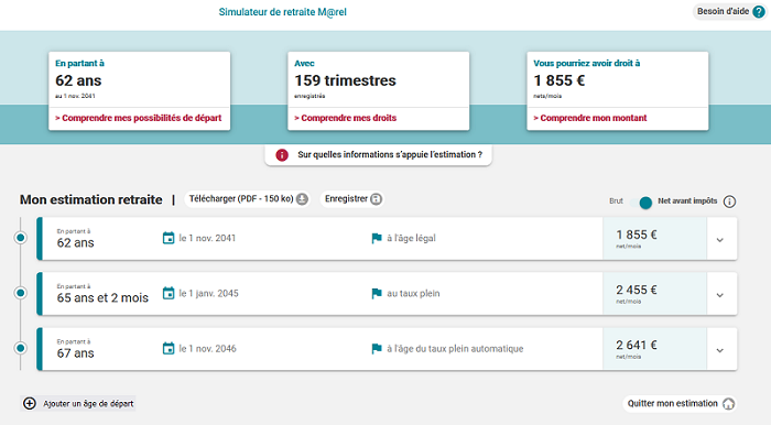 Exemple d'un résultat du simulateur
